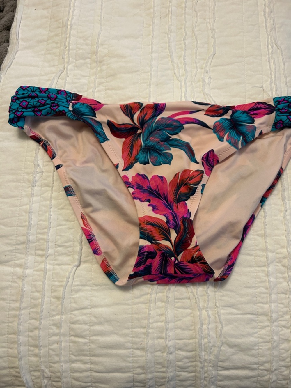 Shade & Shore Floral Bikini Bottom in Pink, Teal, Purple